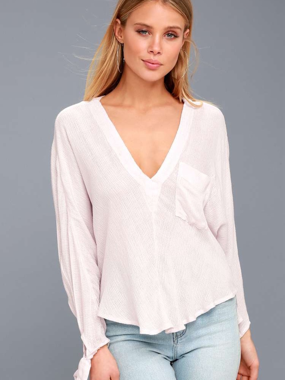 Free people Morning Solid White Long Sleeve Top